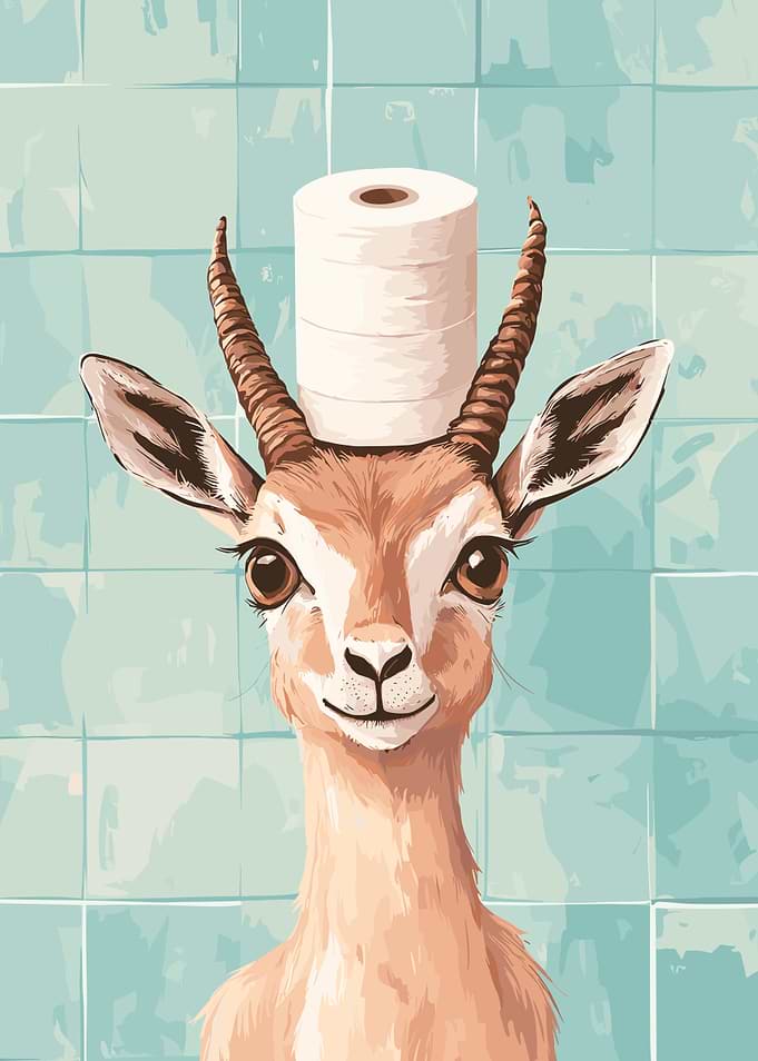 Gazelle with Toilet Paper Hat