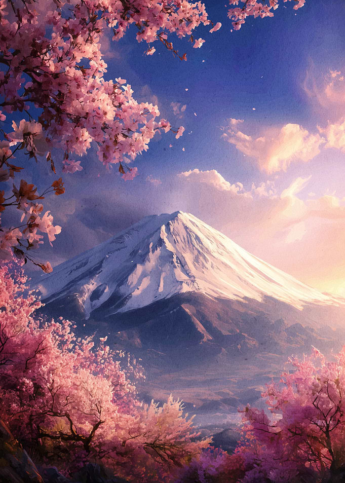 Mount Fuji with Cherry Blossoms