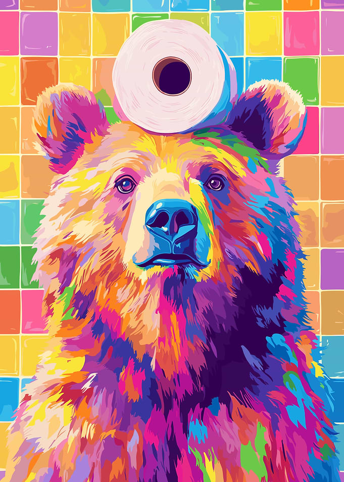 Colorful Bear with Toilet Paper Roll