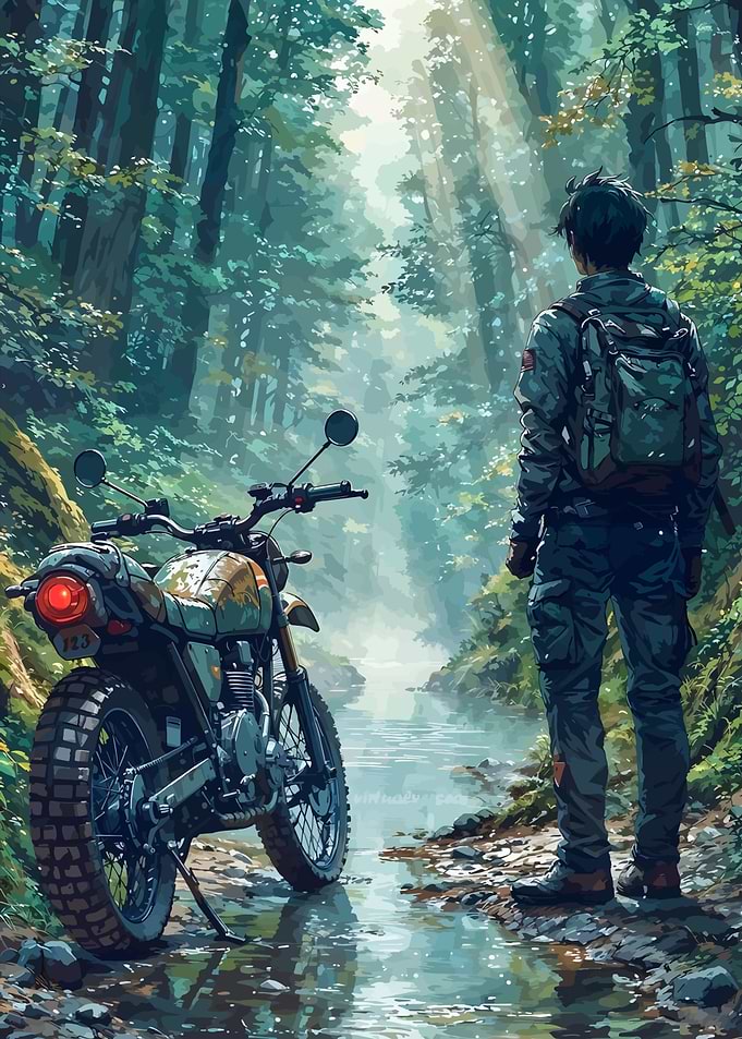 Motorcycle Adventure in Forest