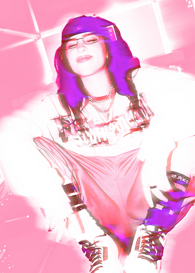Billie Eilish - Pink and Purple Fashion Portrait