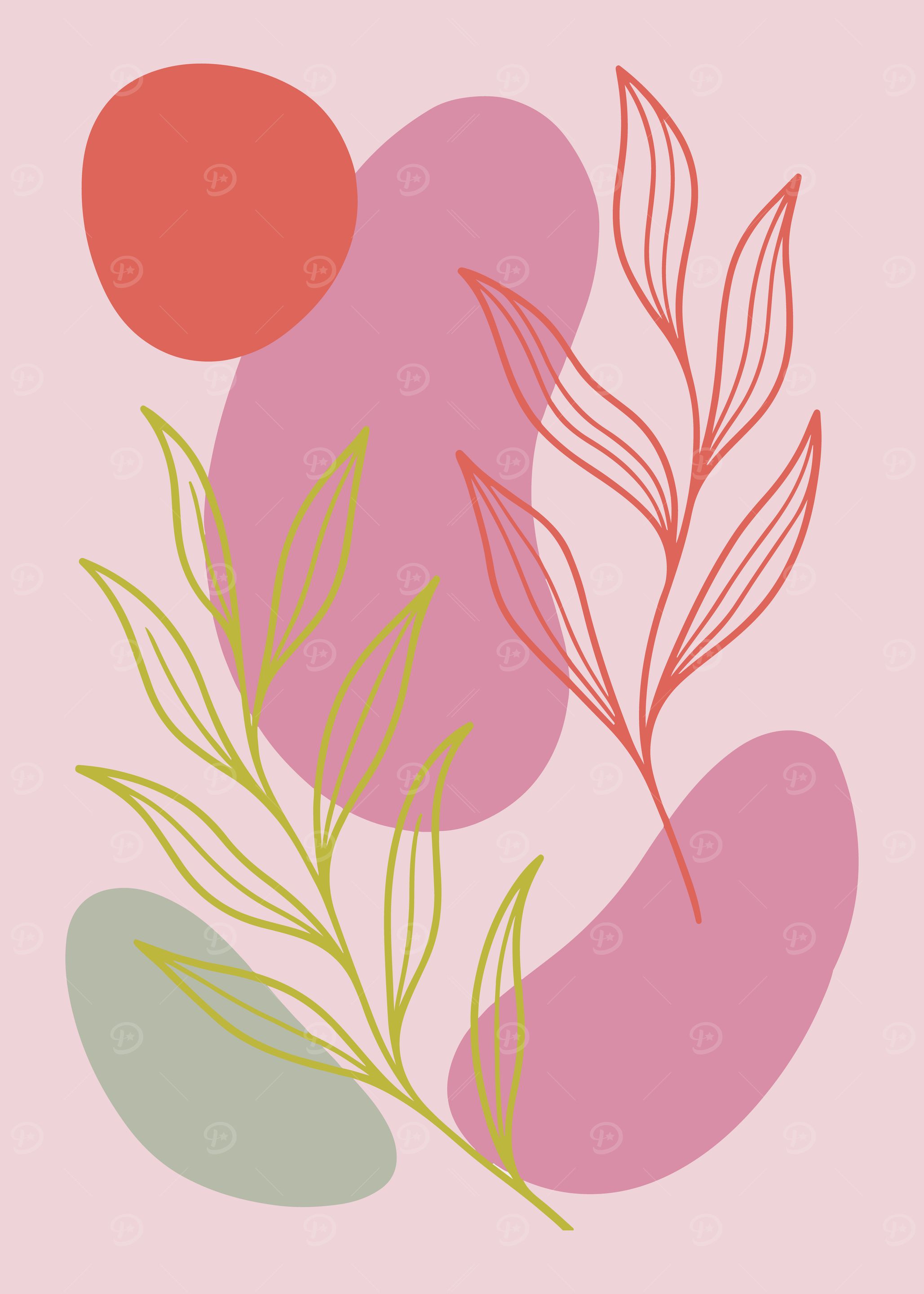 Abstract Floral Art with Geometric Shapes
