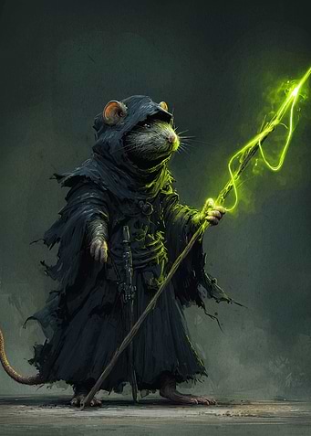 Rat Wizard with Glowing Staff