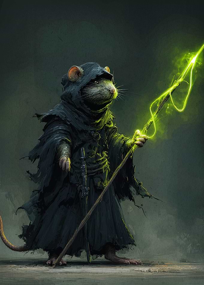Rat Wizard with Glowing Staff