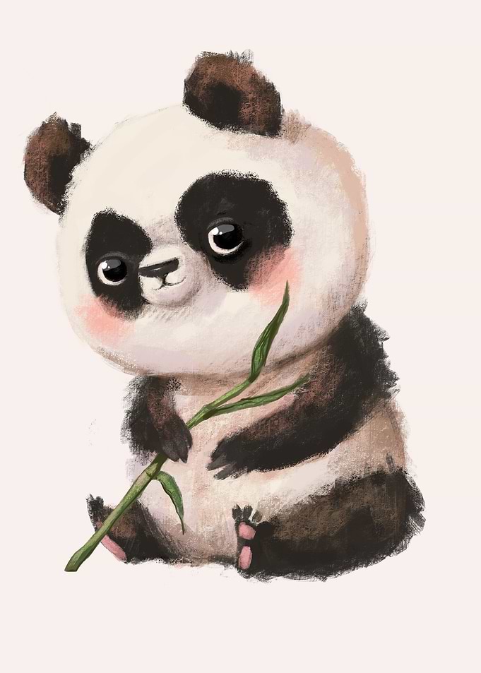 Cute Panda with Bamboo Illustration