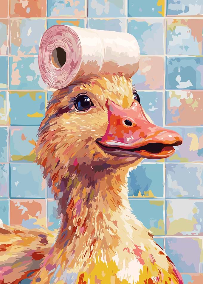 Duck with Toilet Paper Hat