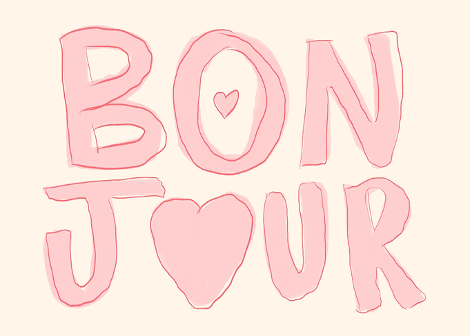 Pink Bonjour Illustration