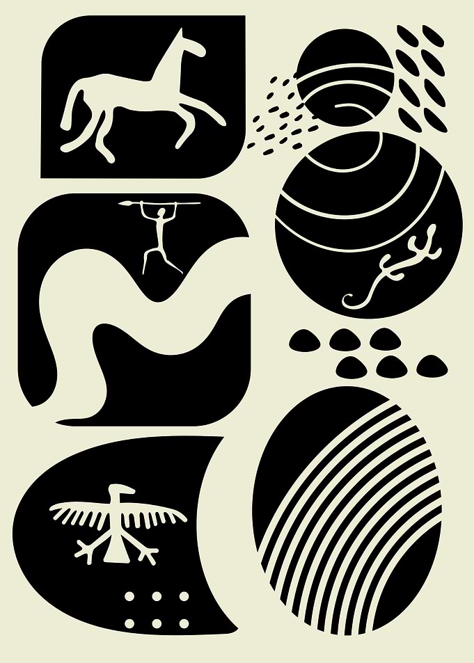 Abstract Black and White Pictograms