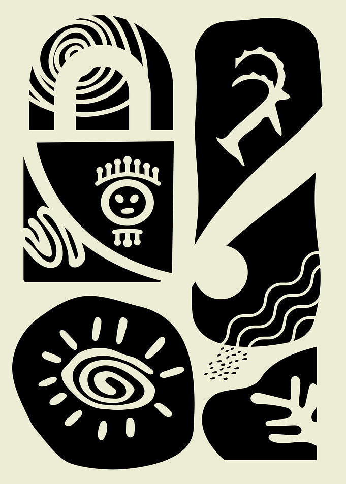 Abstract Black and White Graphic Art Primitive