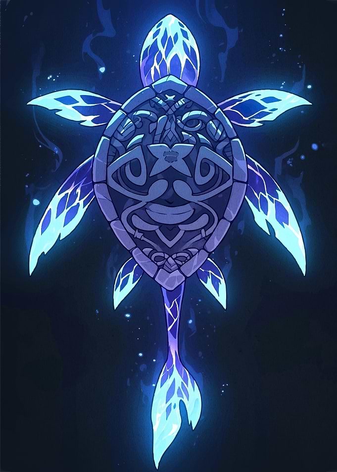 Glowing Turtle Tribal Markings