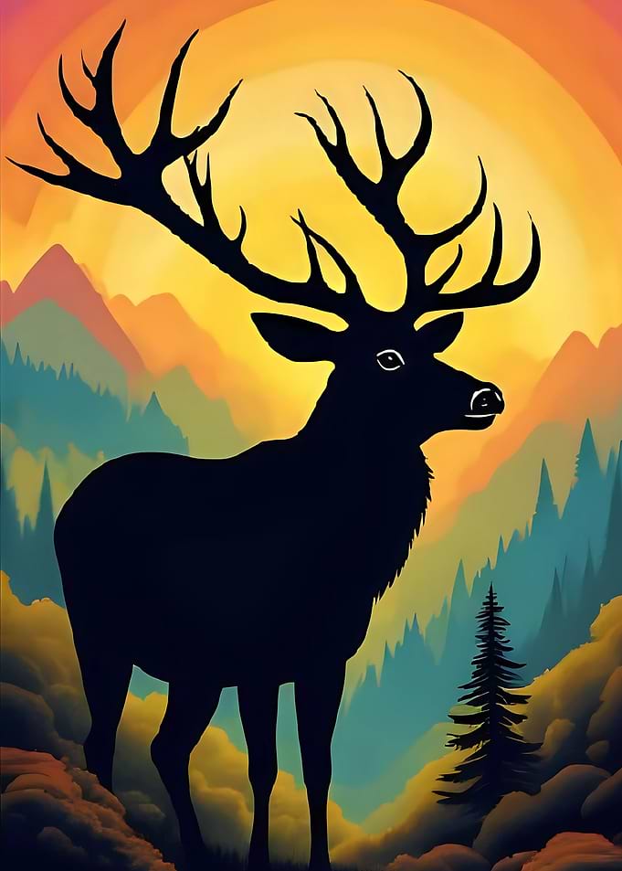 Silhouette of a Deer in Nature