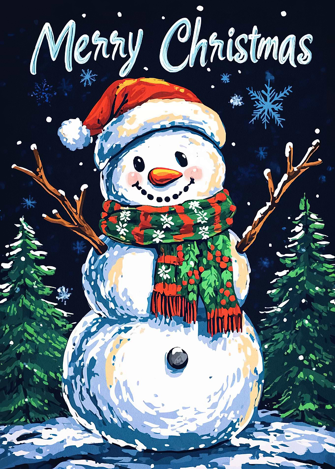 Merry Christmas Snowman Holiday