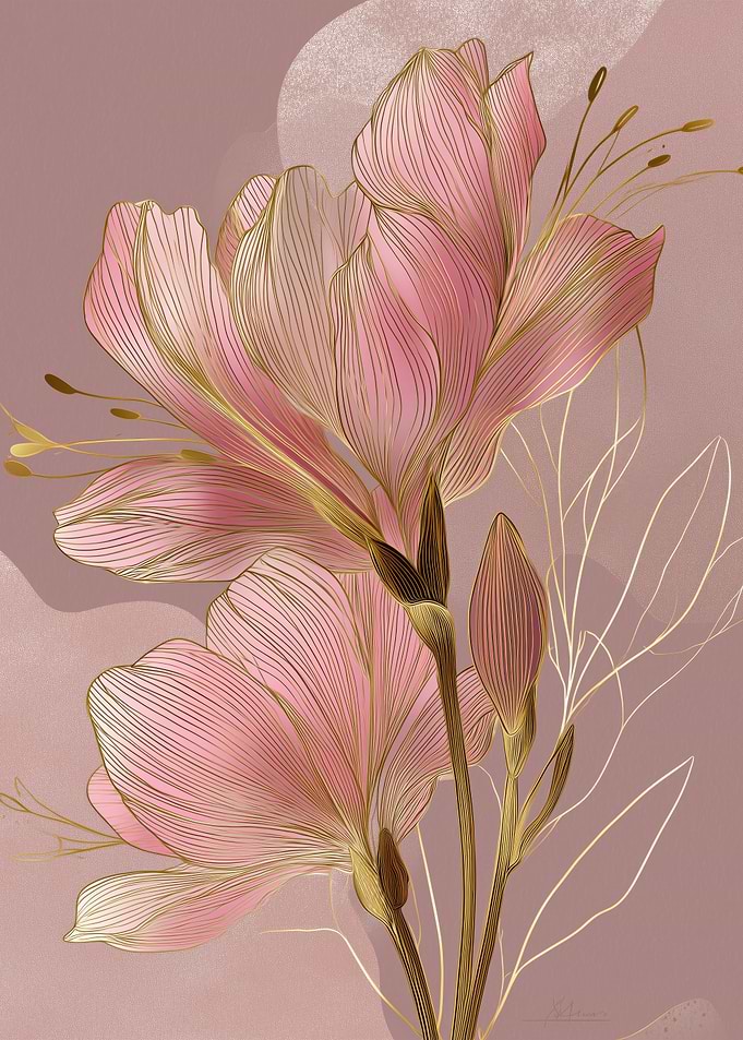 Golden Pink Lilies
