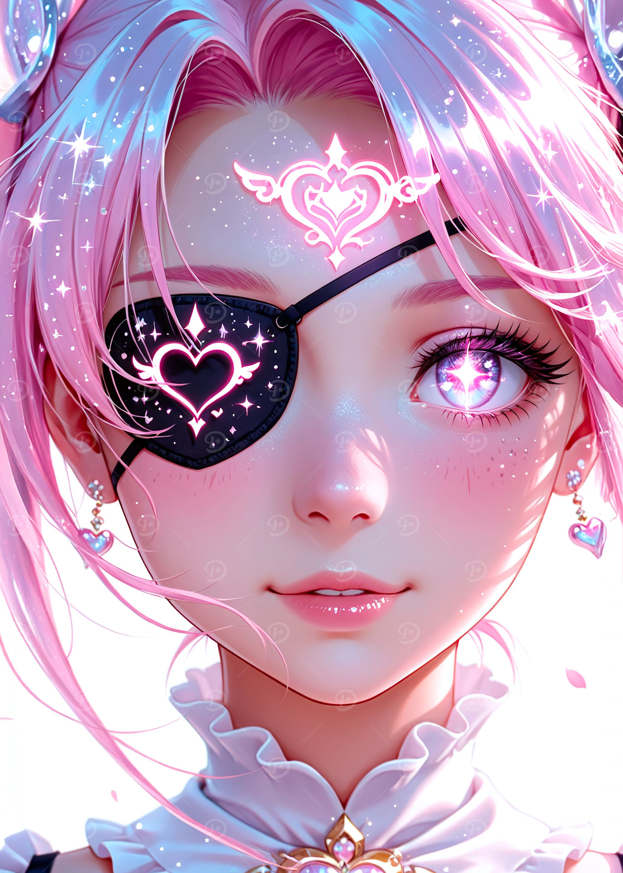 Pink-haired Anime Girl with Eye Patch