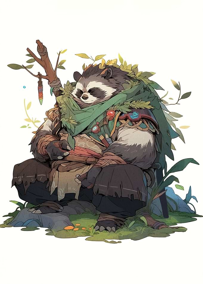 Anthropomorphic Raccoon Druid