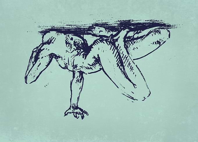 Suffer. Figure Sketch in Blue Ink