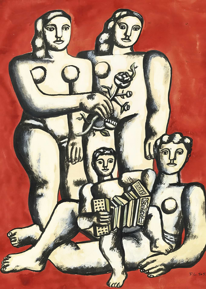 Figurative Painting with Accordion Player - Fernand Leger