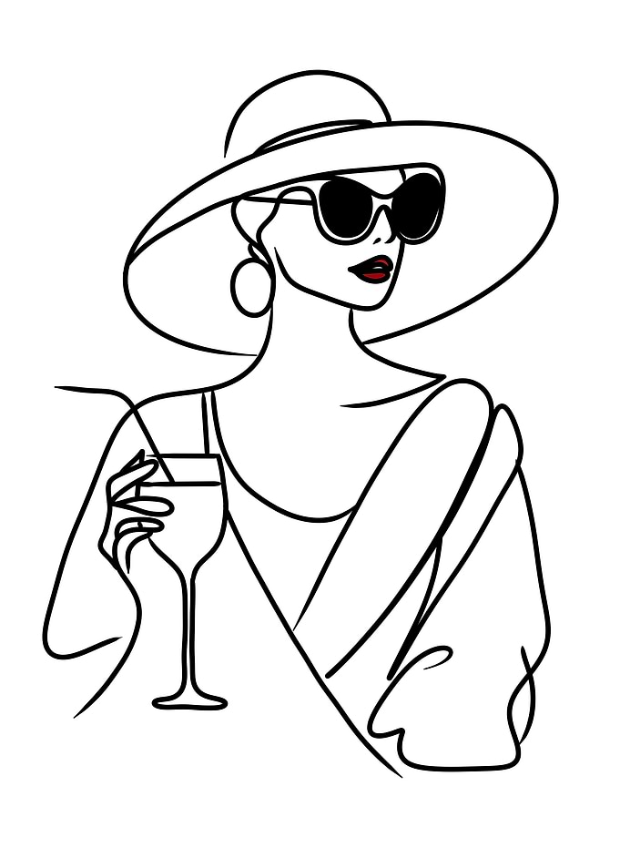beach vibes woman line art