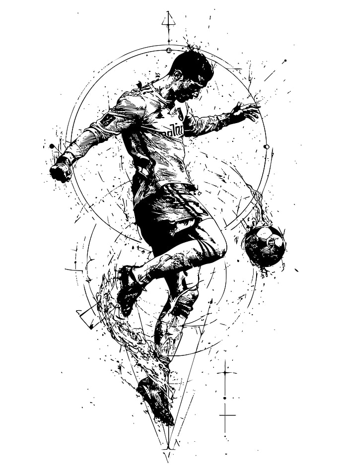Soccer Player Ink Illustration