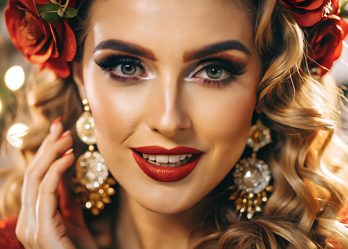Woman with Roses and Statement Earrings