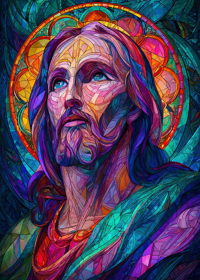 Stained Glass Jesus Portrait