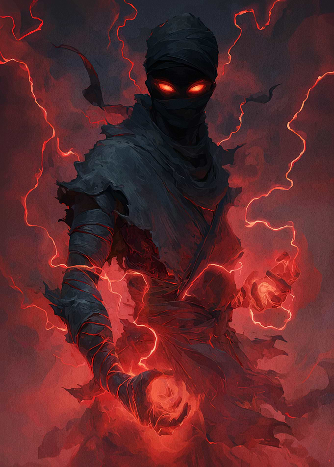 Dark Mage with Red Lightning