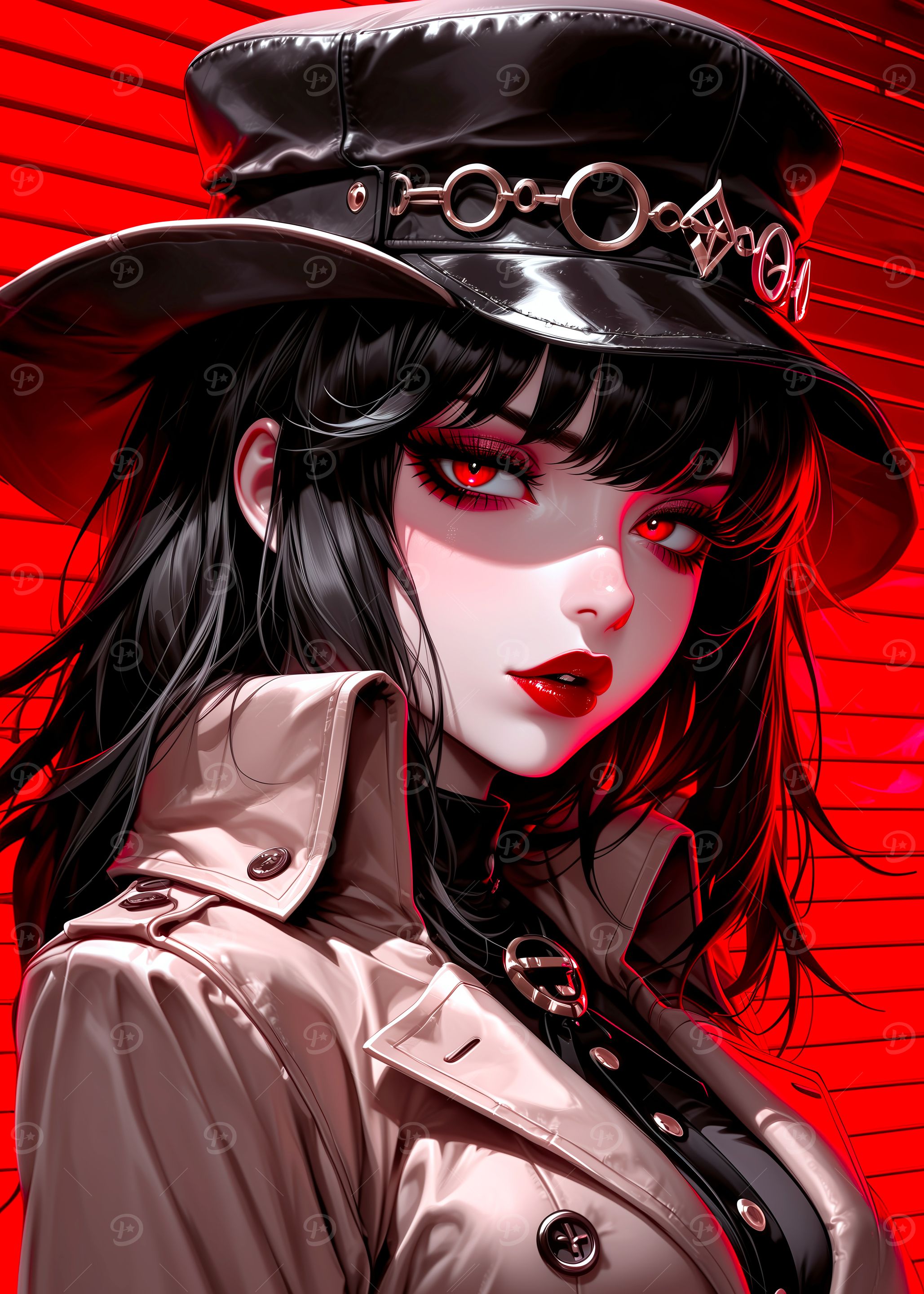 Anime Girl in Hat and Trenchcoat