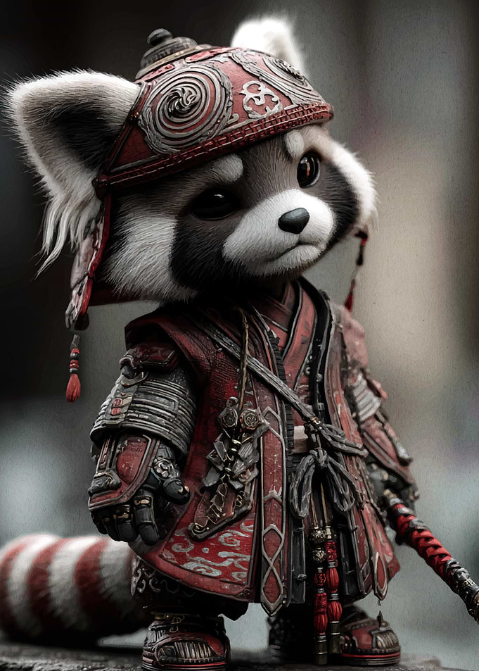 Red Panda Samurai Warrior
