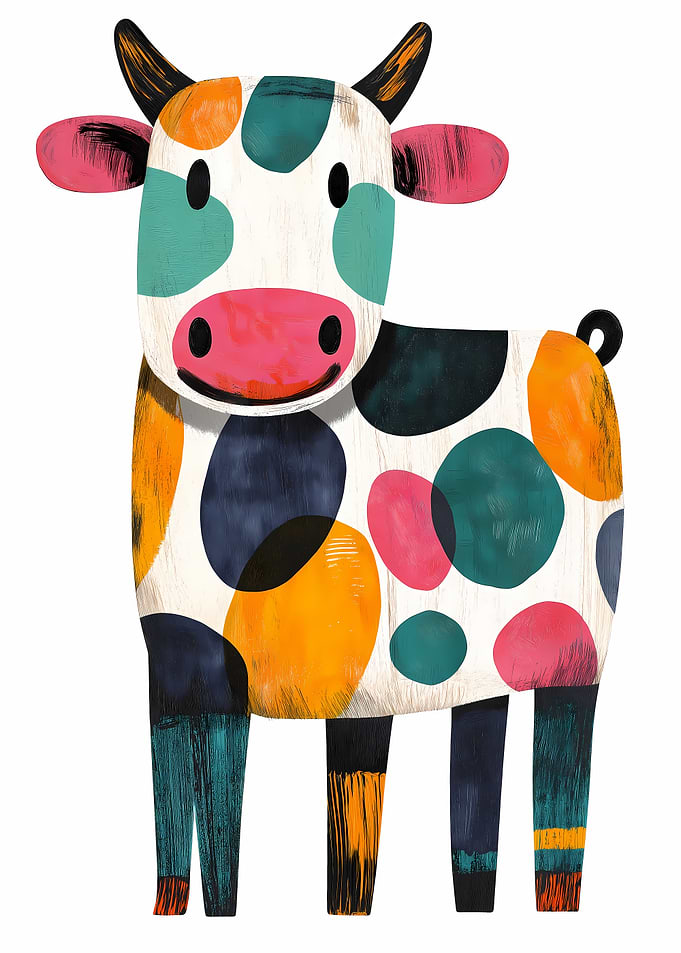 Colorful Spotted Cow Illustration