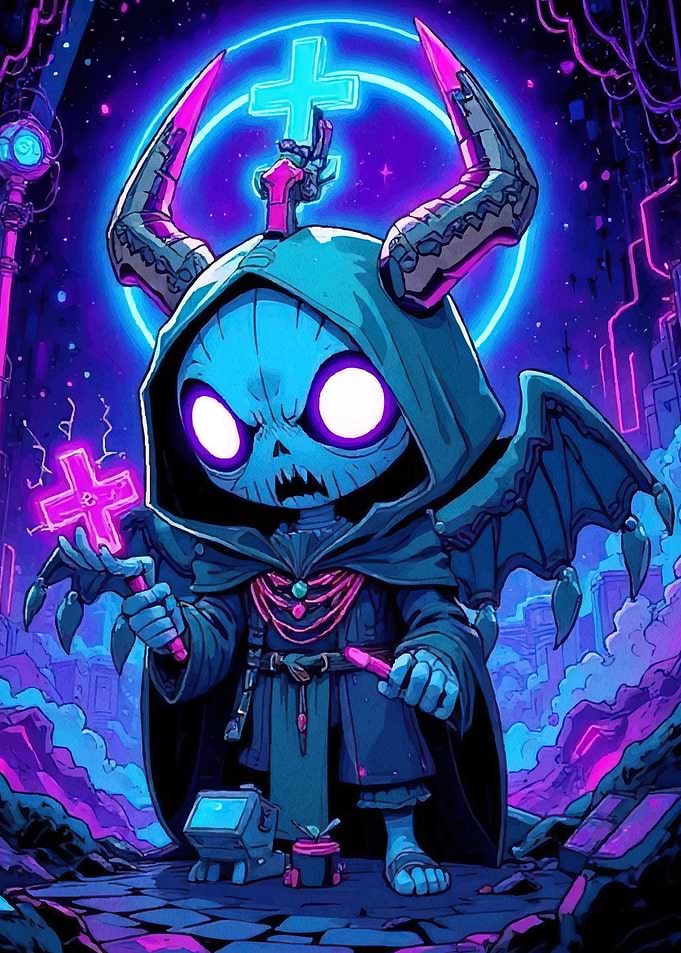 Neon Cyberpunk Demon Character