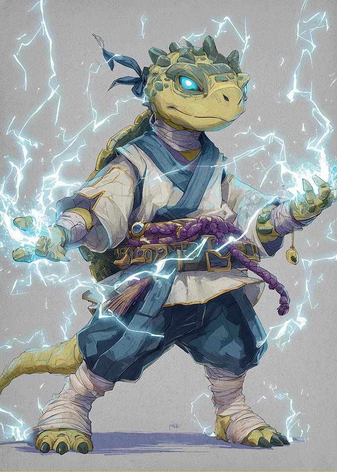 Turtle Warrior with Lightning Powers