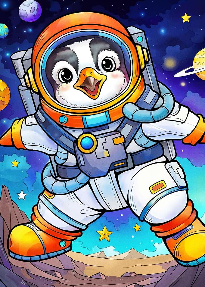Penguin Astronaut Space