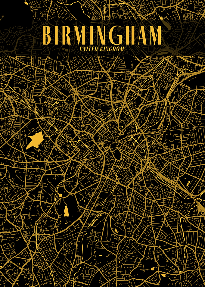 Birmingham Golden Map Art