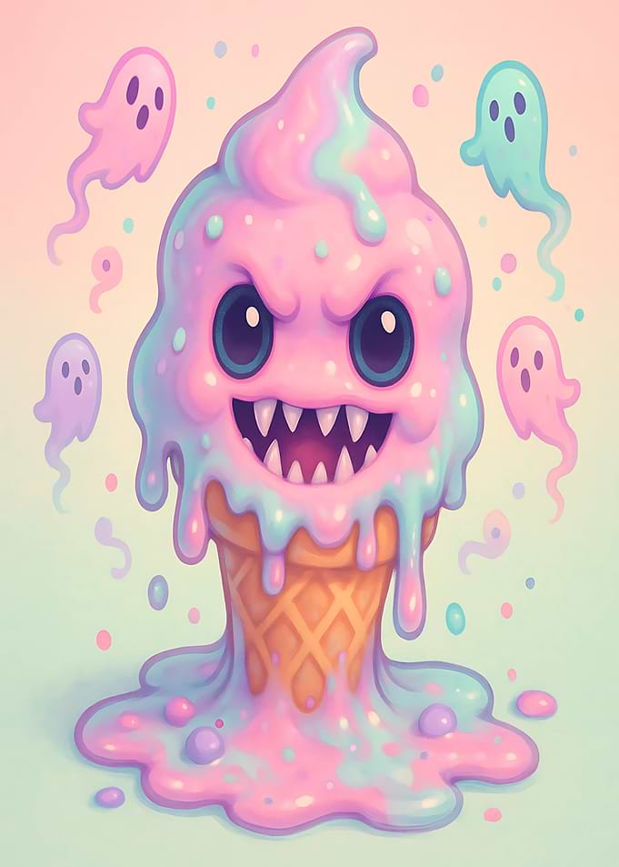 Spooky Pastel Ice Cream Cone