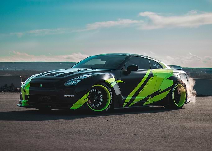 Nissan GT-R with Custom Green Wrap
