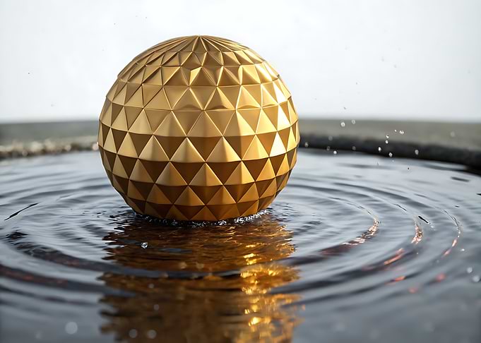 Golden Sphere in Water Feature
