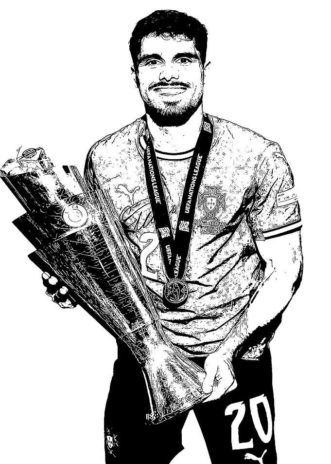 Pedro Neto with Trophy Illustration