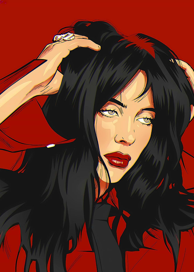 Billie Eilish Portrait in Red