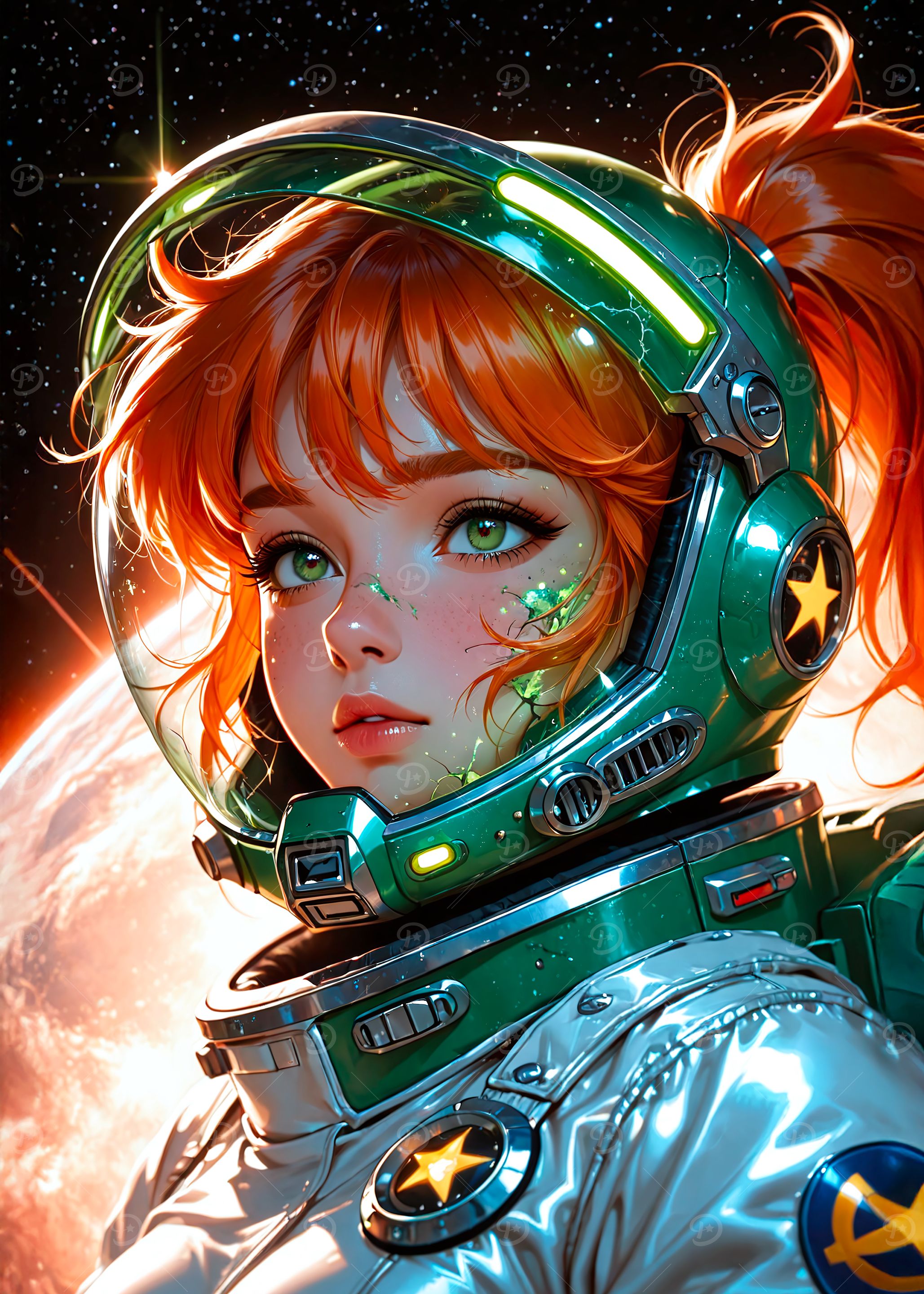 Astronaut Girl in Space