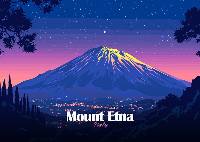 Mount Etna, Italy at Night