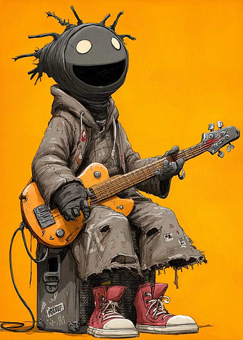 Cartoon Character Playing Electric Guitar