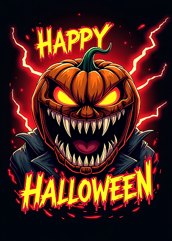 Scary Pumpkin Halloween Illustration