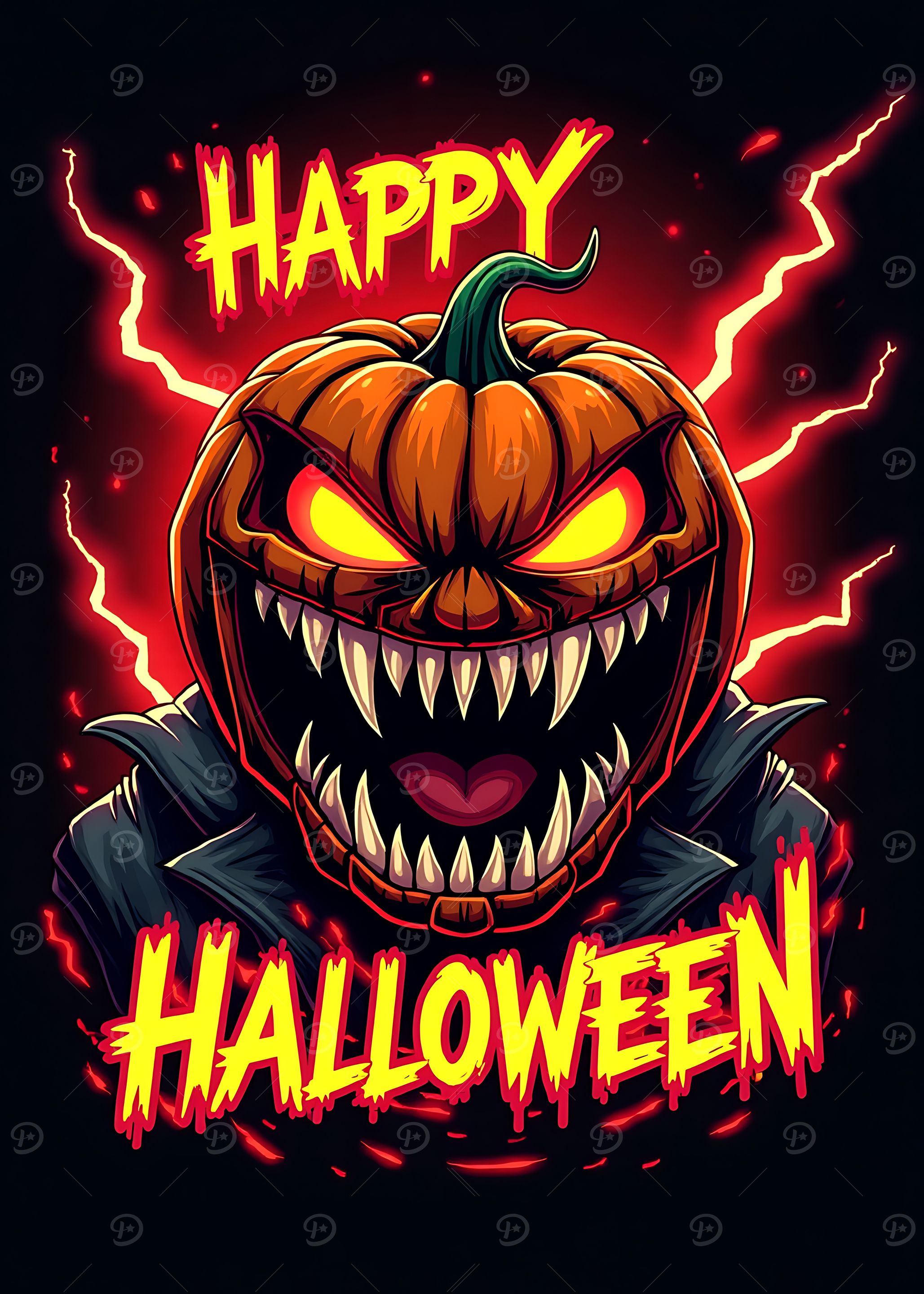 Scary Pumpkin Halloween Illustration