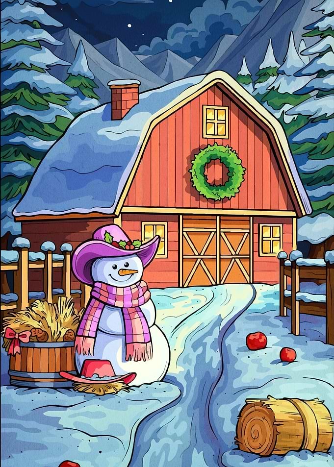Winter Barn Snowman