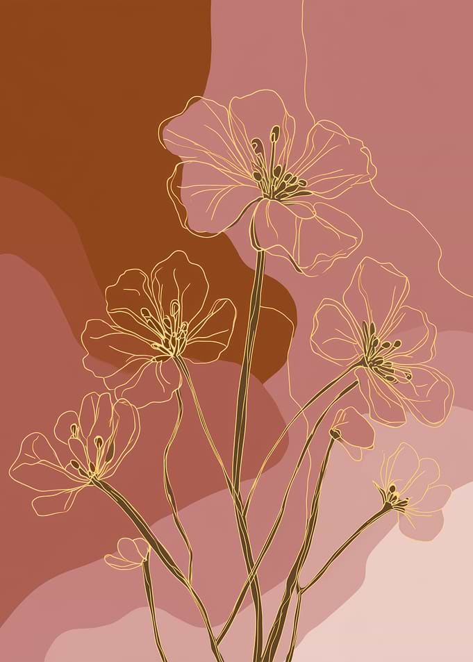 Earthy Wildflower Line Art