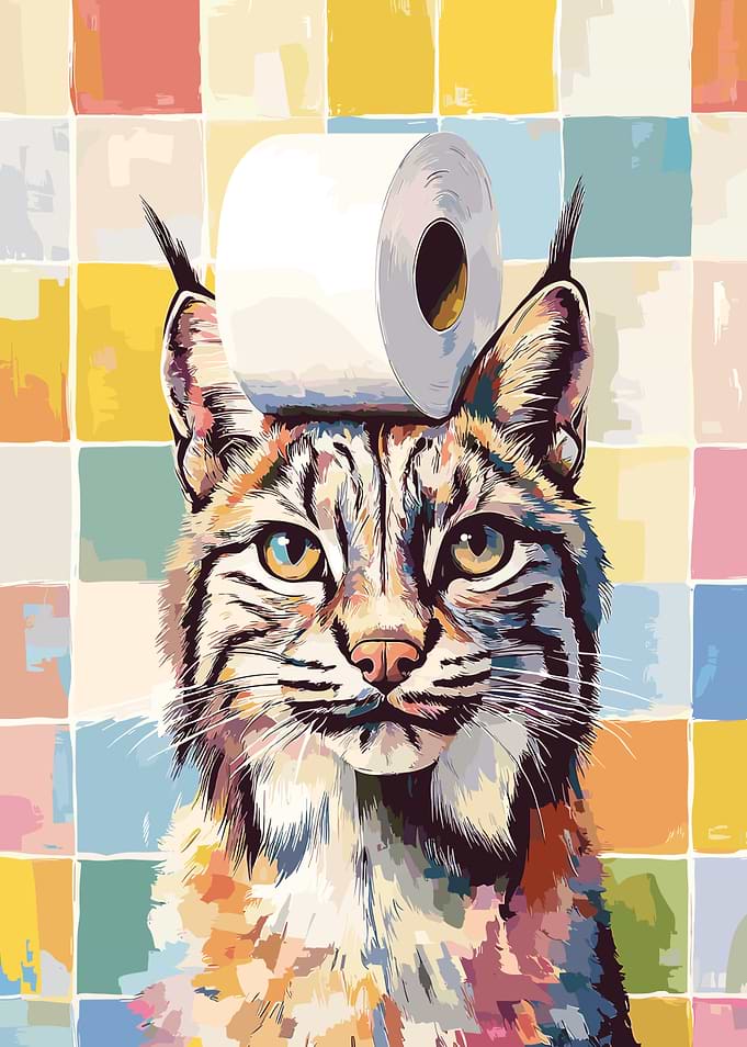 Lynx with Toilet Paper Hat