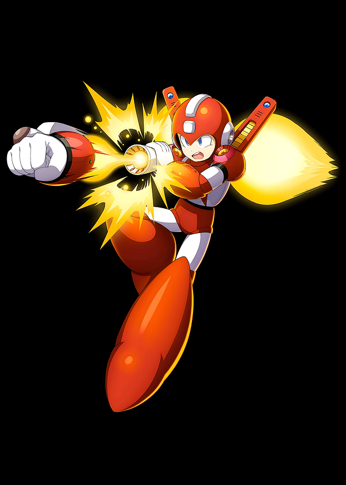 Mega Man Character Shooting Energy Blast