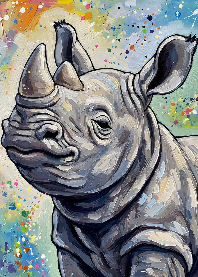 Colorful Rhino Painting
