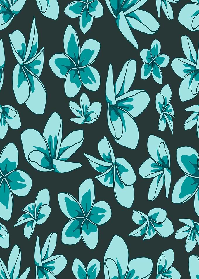 Teal Plumeria Flower Pattern