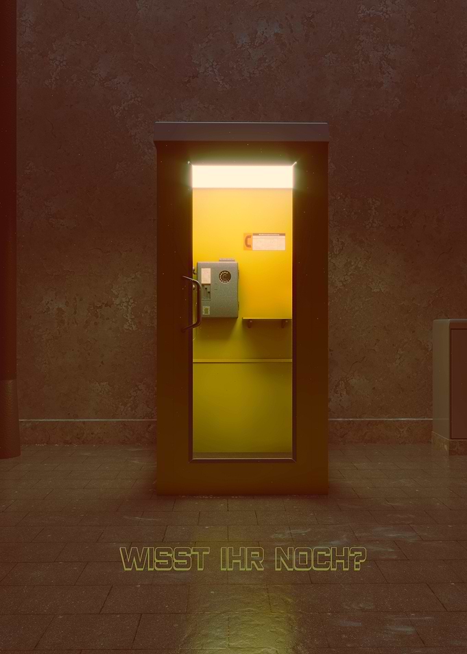 Vintage Yellow Telephone Booth